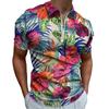 Star Print Half-zip Short Sleeve Polo Shirt, Trendy Casual Fashion Top