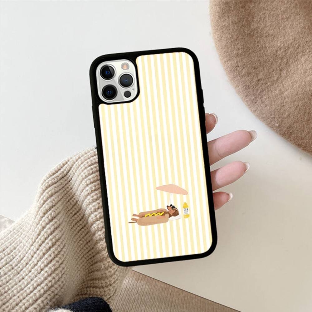 

Dachshund Black Stripe PC+TPU Phone Case For IPhone 17 16 15 14 13 12 11 Pro Max Plus Kawaii Cartoon Cover iPhone 17 Air