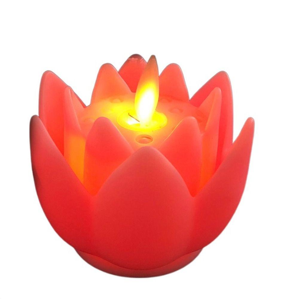 Plastic Lotus Lamp Colorful Flickering Electronic Candle Lamp Exquisite Creative Desktop Lamp Party Bedroom