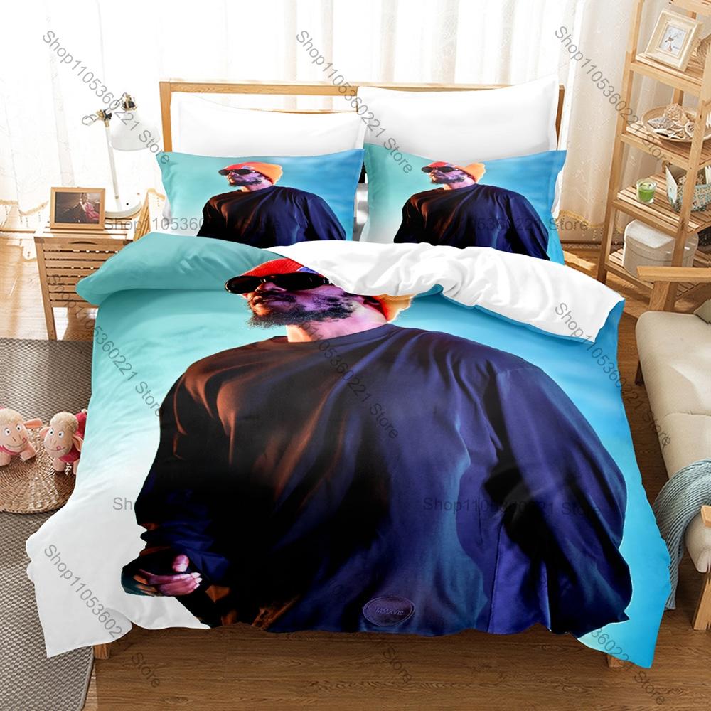 Cool Kendrick Lamar Jazz Funk West Coast Hip Hop Retro Street Culture Themed 3PCS Bedding 1 Duvet Cover + 2 Pillowcases All Seas