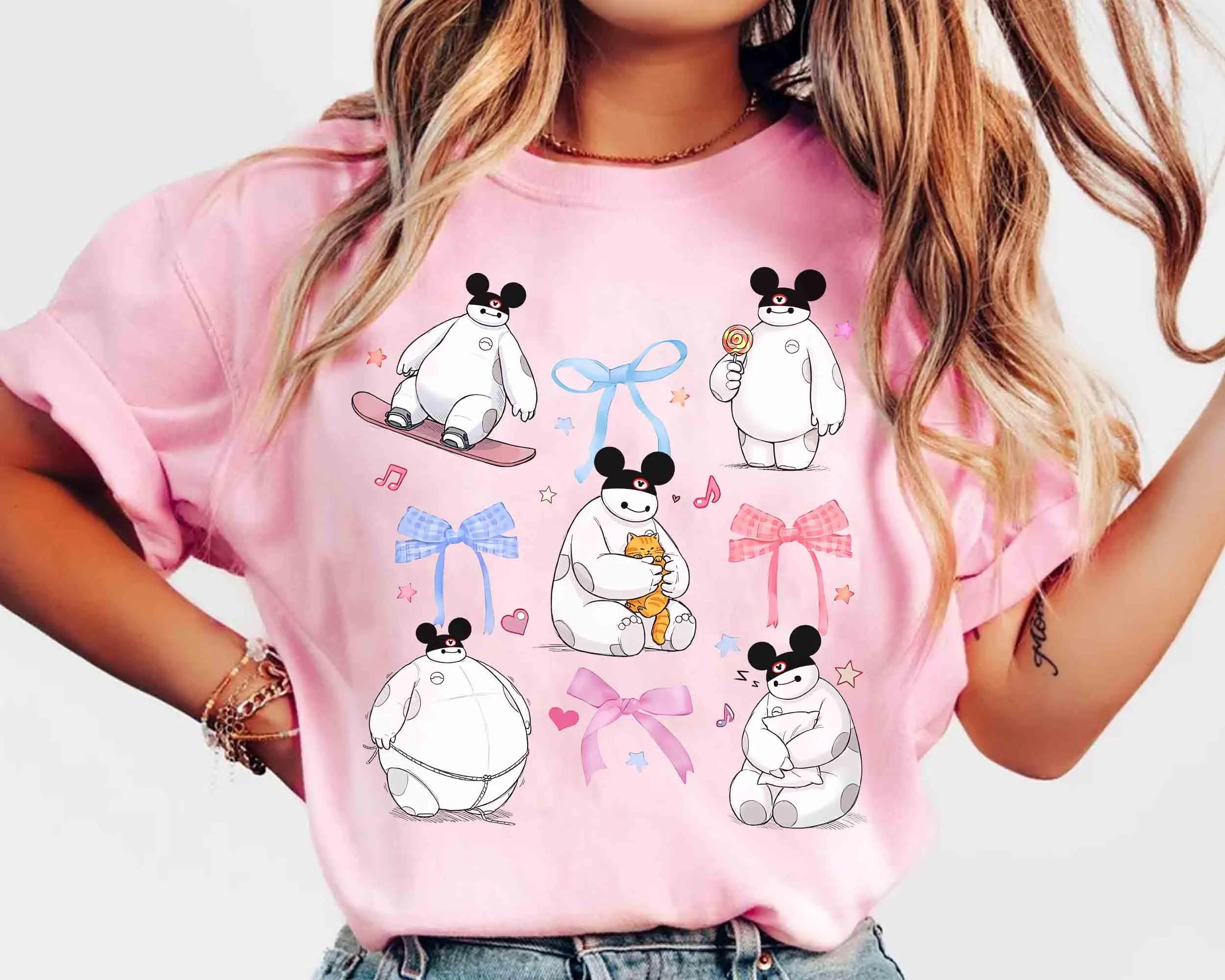 Coquette Bows   Baymax Mickey Ears Shirt  land Trip Family Matching Shirt Hiro Hamada Baymax Birthday Gift S