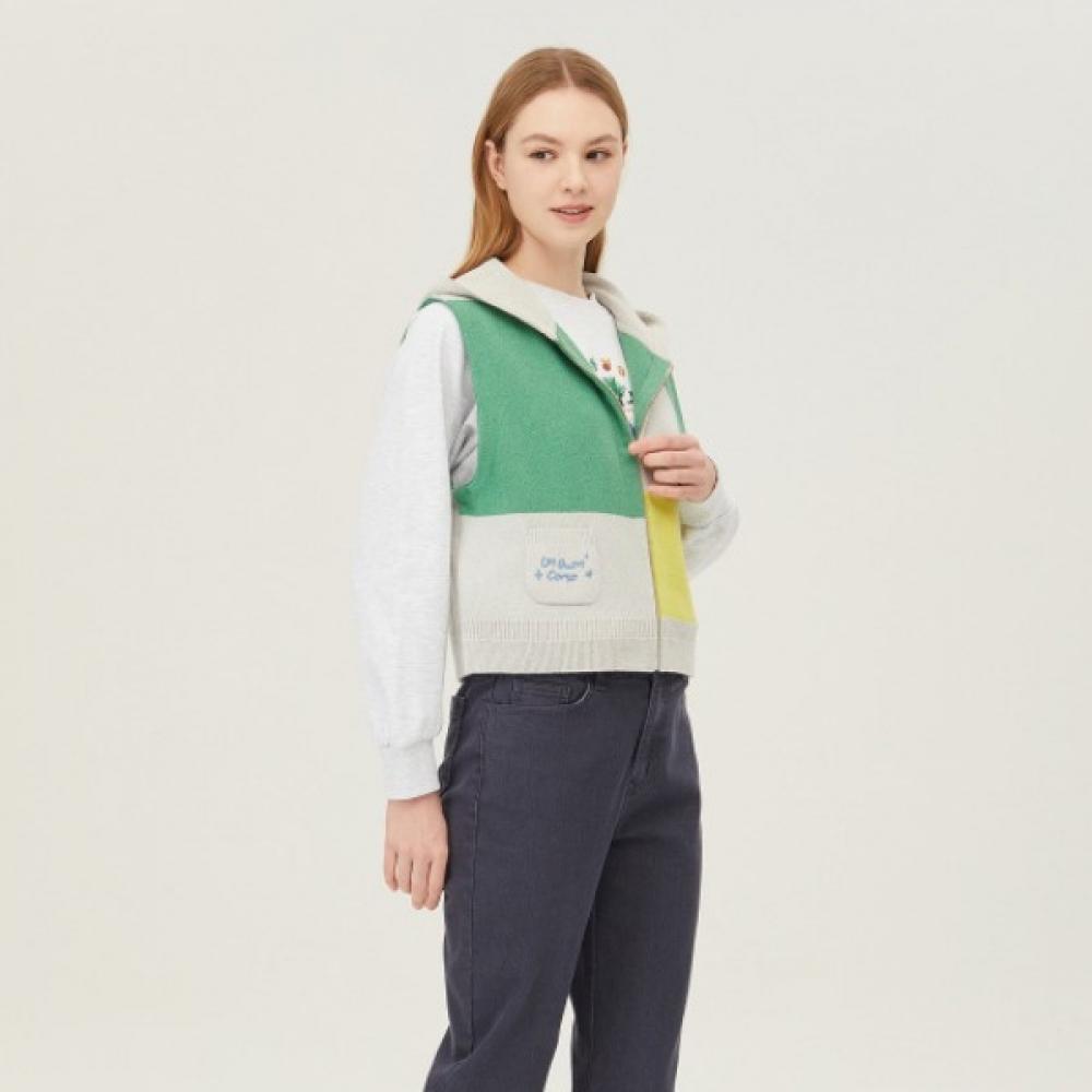 Benetton Color Block Hooded Zip Up Knit Vest Bakva1511