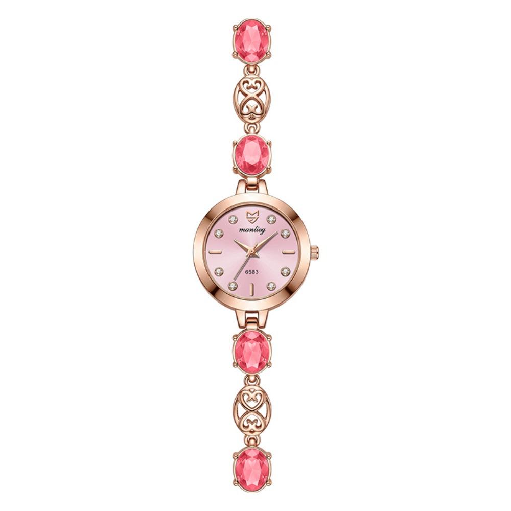 with Adjustable Bracelet Quartz Watches Rhinestone Wrist Decoration Rotundity Shaped Watch Gift