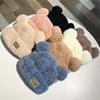 Women Fashion Bear Ears Knitted Hat Thickened Plush Cap