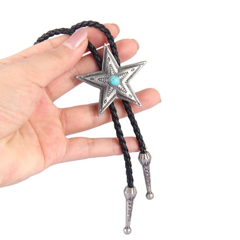 Vintage Star Choker Necklace Black Leather Cord Chain Necklace Waist Chain Fashion Jewelry Holiday Gifts for Men Women