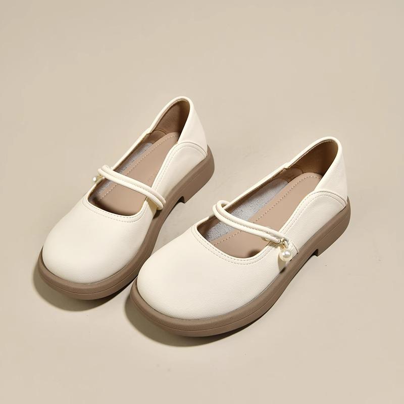 Fashion Women's Flat Shoes Spring Soft Leather Mary Jane Shoes 2024 New Small White Loafers with Skirt Gentle Small Leather Shoes