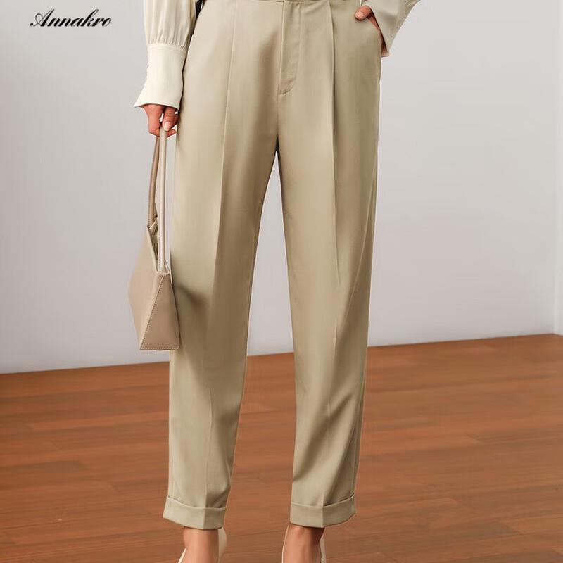 

JUZI Annakou Женские плиссированные гаремные брюки до щиколотки из мериносовой шерсти M