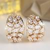 Crystal Female White Zircon Stone Stud Earrings Vintage Gold Color Wedding Party Gift Jewelry For Women