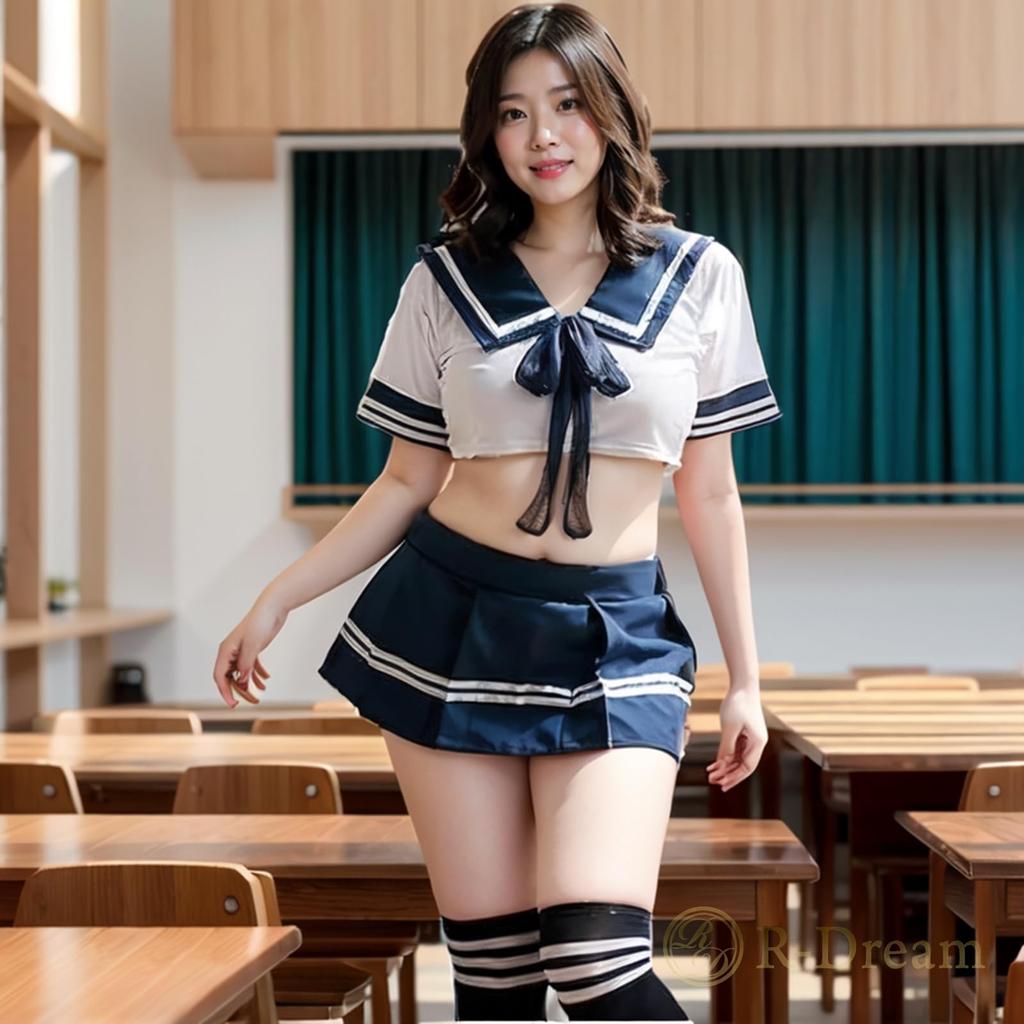 Sailor Suit Cosplay Large Size Uniform Sexy Costume XL XXXL JK Chubby Crossdressing Halloween Costume Extreme Pervert Erotic Sex Cute R2245 [R-Dream]