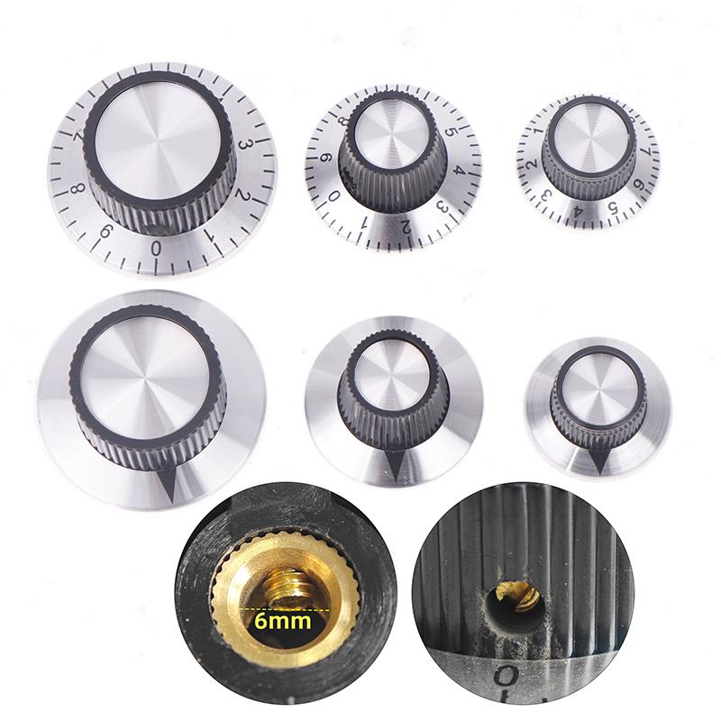 1 pièce Bouton d'effet pour pédale à tige 6 mm Accessoires DIY Dessus chromé Bouton d'amplificateur de guitare vintage Bouton avec indication flèche