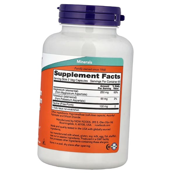 Kalium und Kaliumaspartat, Now Foods 120 Gemüsekapseln (36128085)