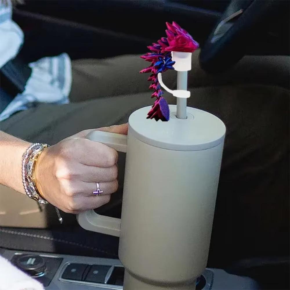 2Pcs Laser Gradient Color Dragon Straw Cover Silicone Straw Plug Straw Topper  Boys Gift