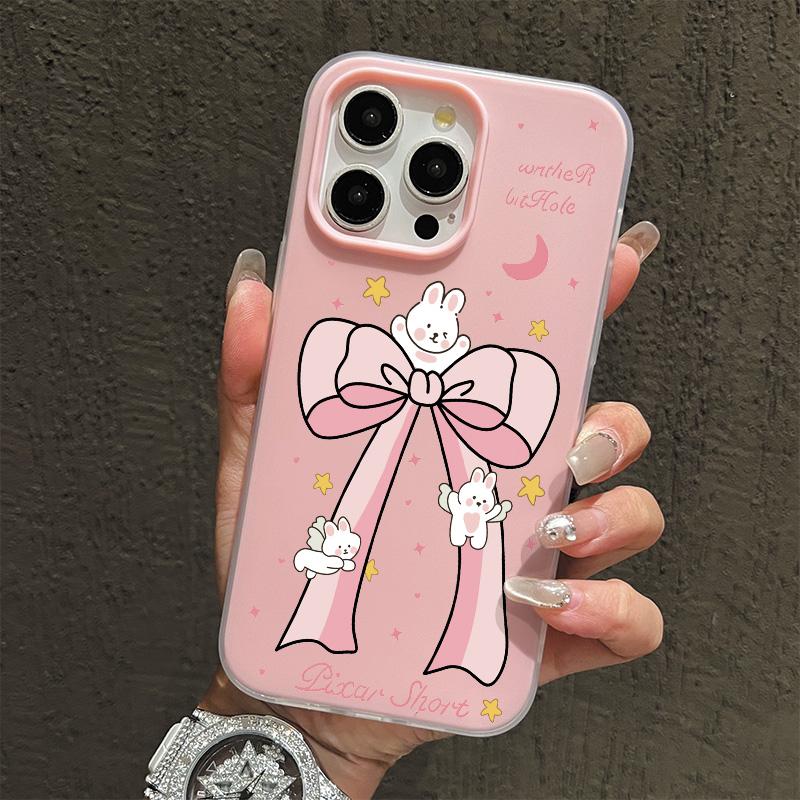 

Матовый чехол с матовым покрытием, приятный на ощупь, PC+TPU 2в1, милый мультяшный принт с бантиком, защитная накладка, мягкий чехол для задней панели для iPhone 17 iPhone 17 Air
