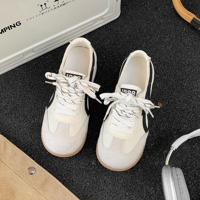 German training shoes white shoes women's retro training casual lace-up running sneakers in versatile flat baseplate shoes
