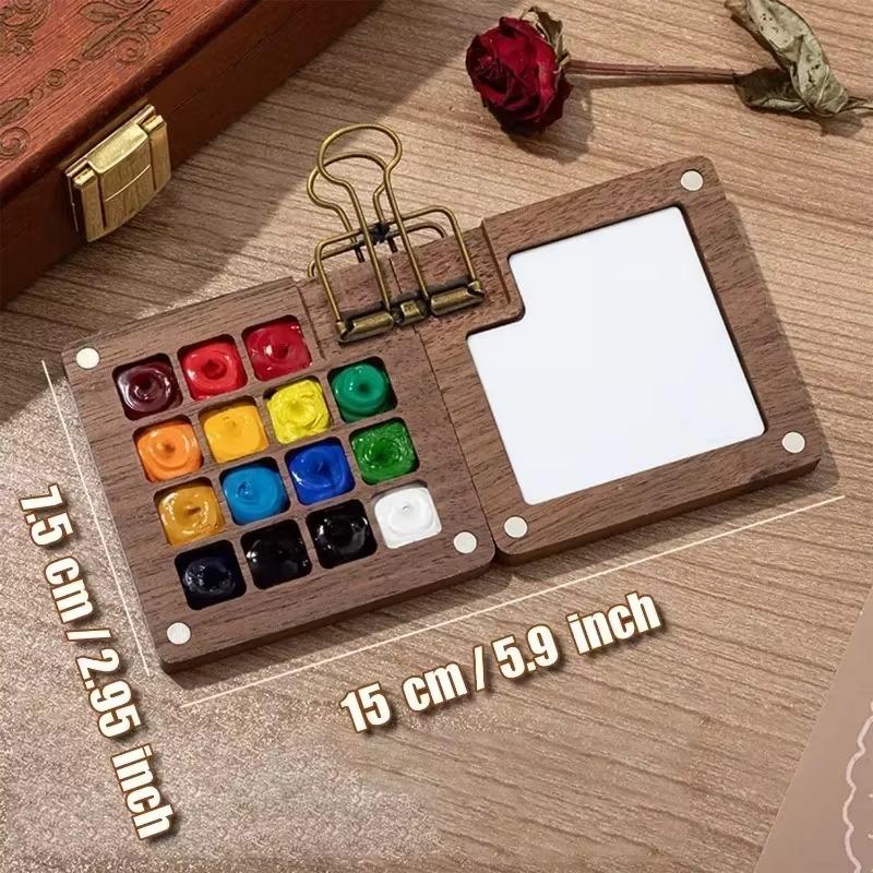 Portable Watercolor Set Travel Palette Sketchbook Brush Pens Binder Clips For Artists Students Painting Tools Drawing Supplies