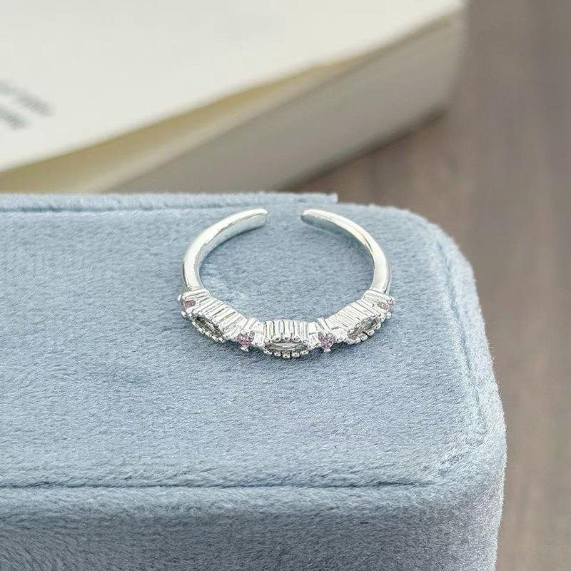 Light Luxury High-End Full Diamond Inlaid Zircon Stacked Wearing Super Flash Super Fairy Row Diamond Opening Ring Niche Design Exquisite Ring