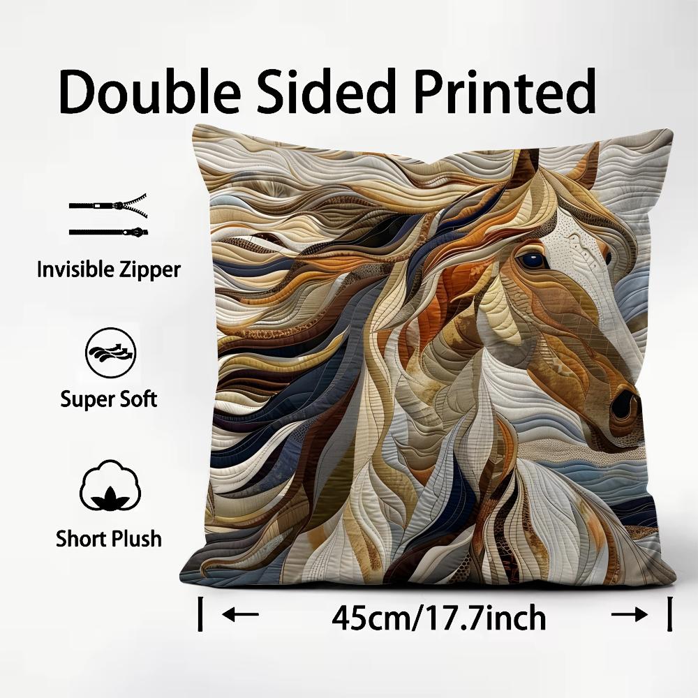 Druk Stylowy Koń Moda Poszewka na Poduszkę Pluszowa Tkanina Miękka Dwustronnie Drukowana Sofa Ciepła Zimowa Dom Dziecko Prezent Poszewka na Poduszkę