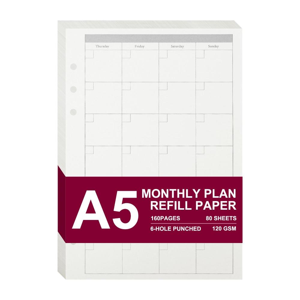 6 Hole Loose Leaf Refills Pages A5 Agenda Pages Portable Inserts Pages  Financial Ledger Budget