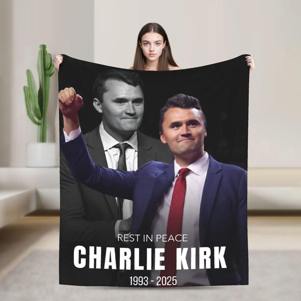 RIP Charlie Kirk Memorial Flannel Throw Fashion Blankets A True Patriot Freedom for Bed Knitted Fashion Blanket Outdoor Soft Portable Quilt