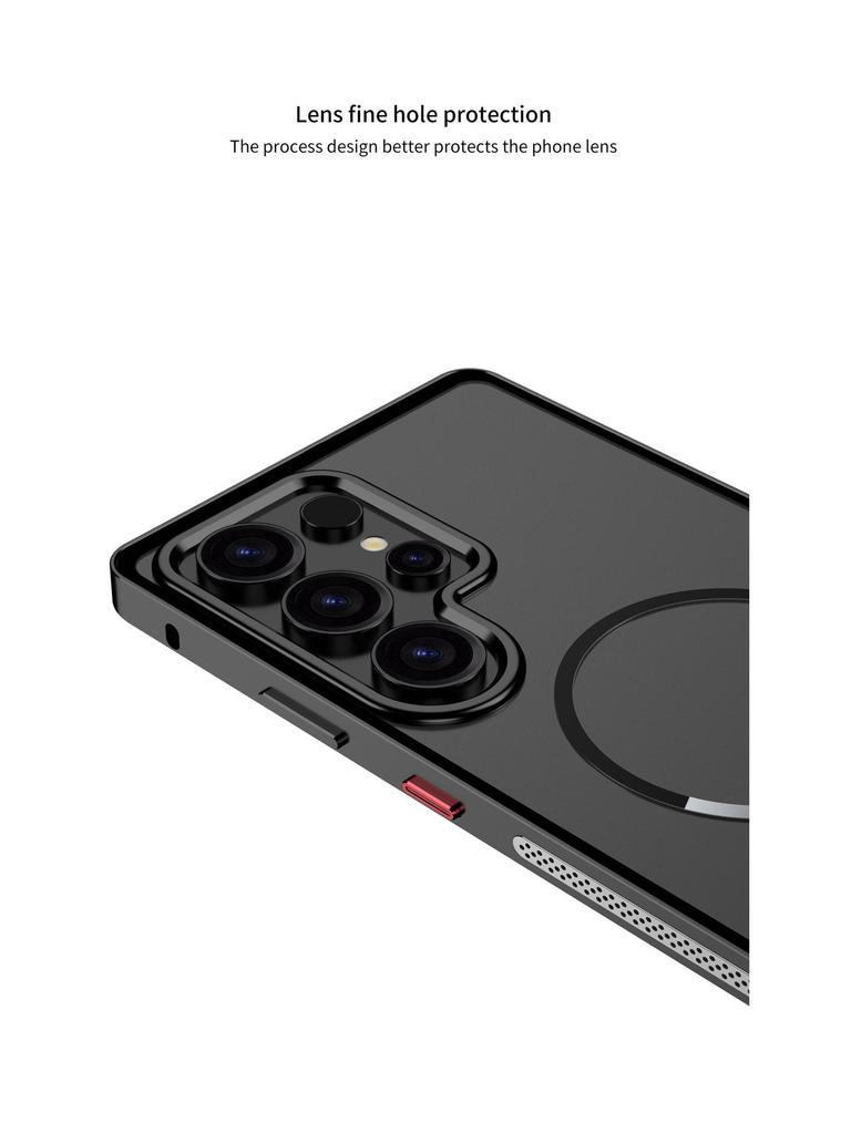 Samsung S26 Ultra Frosted Metal Frame Phone Case with Cooling Magnetic Ring - Exclusive Cross-Border Use