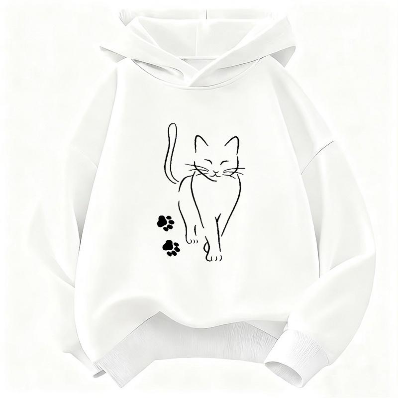 Cute Cat with Paw Hoodie Kids Cat Children's Sweatshirt Hoody for Boys Girls Autumn Winter Casual Hoodies Cartoon