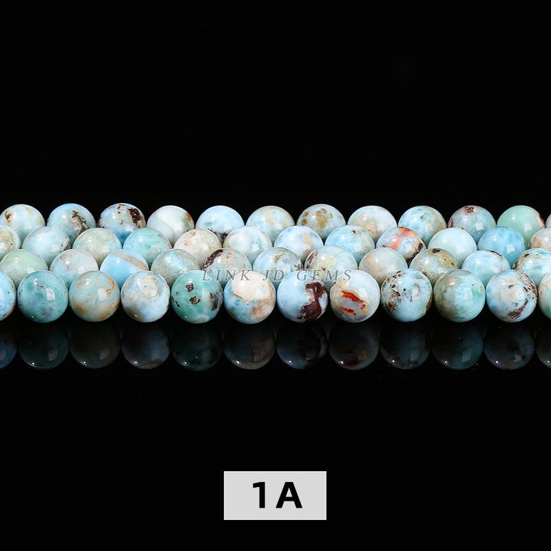Jingde Jewelry Natural Larimar Round Beads - Semi-precious Sea Pattern Stones for DIY Jewelry Accessories.