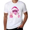 Retro Santa Peace Sign Leopard Hat Bubblegum Christmas Tshirt Casual Loose Fit Short Sleeve Tshirt