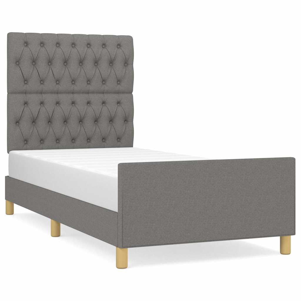 vidaXL Bed Frame Without Mattress Dark Grey 100x200 Cm Fabric
