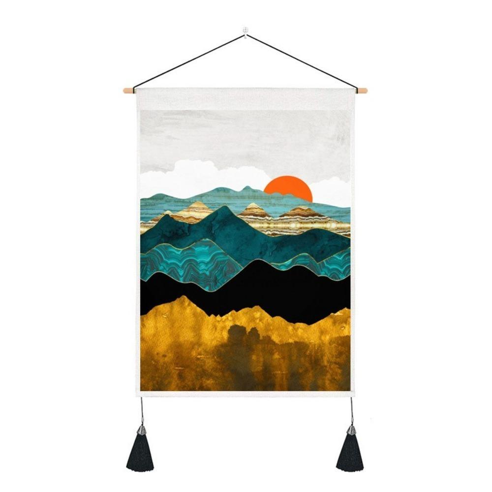 With Tassel Sunrise Landscape Tapestry Hanging Wall Poster  Home Decor