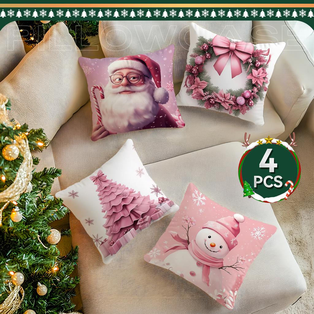 Modern Pink Christmas Pillowcase Bedroom Sofa Cushion Cover 100% Polyester Living Room Cushion Pillowcase Home Decor