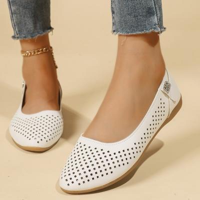 Fashion Women's Fashion Single Shoes Fashion Round Toe Shallow Mouth Cutout Breathable Non-slip Wear-resistant Flats