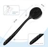 INOVERA (LABEL) 2-in-1 Long Handle Bathing Brushes for Men and Womens - Soft Silicone Back Bath Body Brush with Bristles (Black)