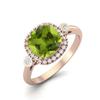 7mm Cushion Peridot 925 Sterling Silver Rose Vermeil Solitaire Accents Women Anniversary Ring