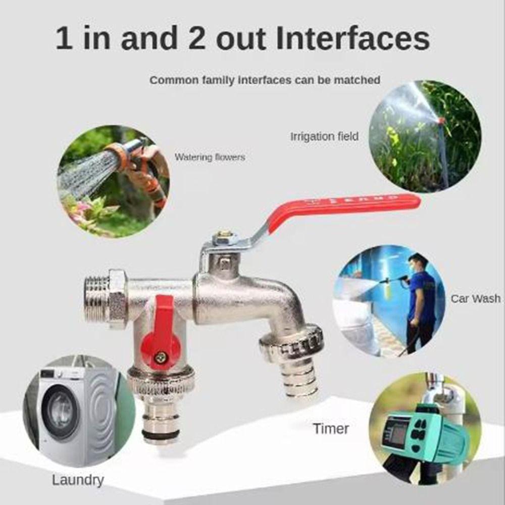 Universal Dual Nipple Faucet 1 Inlet 2 Outlet Dual Outlet Faucet  Outdoor Garden