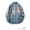 Men S Hong Kong Style Plaid Long Sleeve Casual Shirt Plus Size