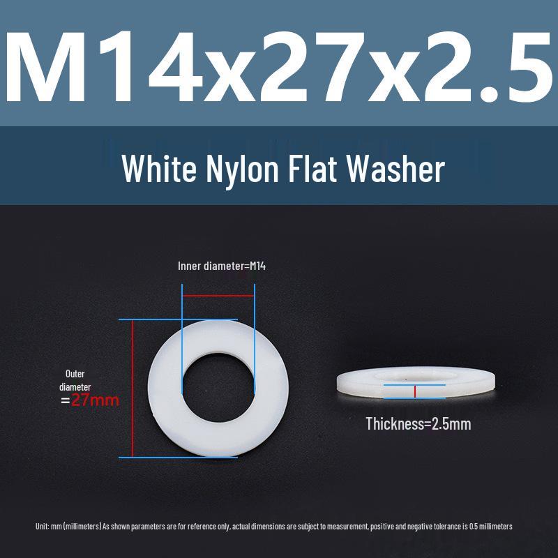 Yigu High-Temperature Wear-Resistant White Nylon Flat Washer, Sizes M2-M24