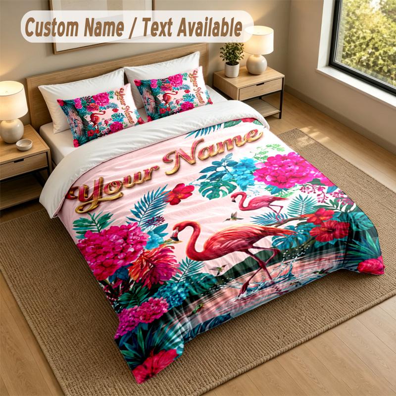 Floral Garden Theme Personalized 3Pcs Bedding Set Custom Text & Name 1 Sheet 2 Pillowcases Household Bedding 1pc