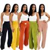TW694 European & American Fashion Women's Shiny High-Waisted Wide-Leg Pants – Elegant Commuter Style