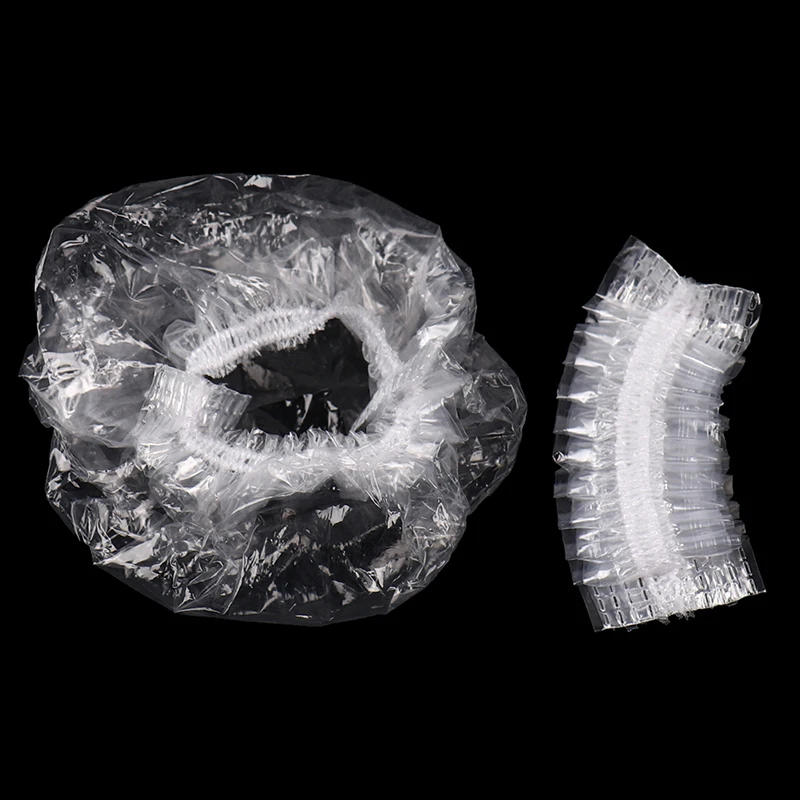 100 PCS Waterproof Earpack Plastic Wrap Disposable Hair Earmuff Dye Transparent Elastic Shower Hair Dye Protection Tool Ear Shield