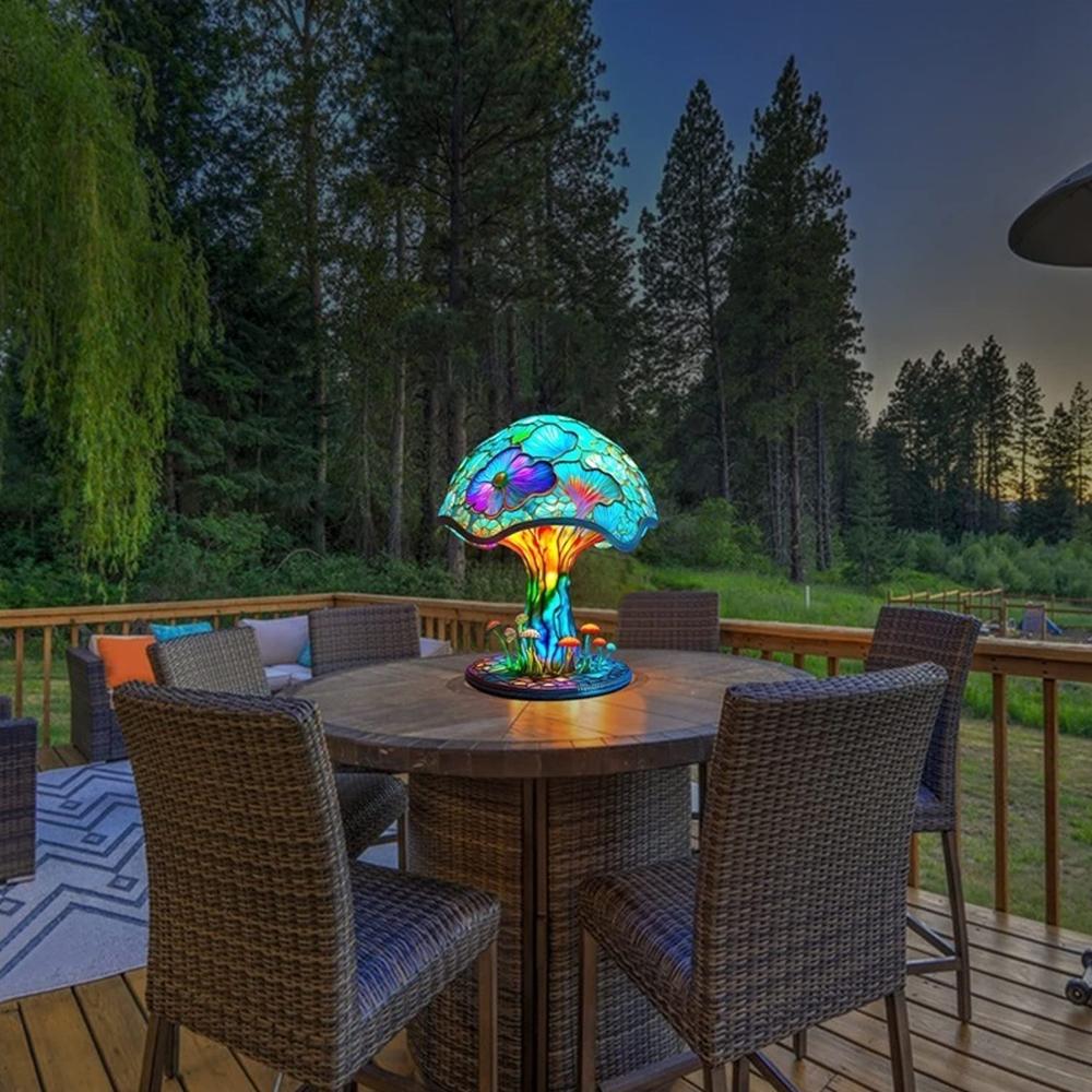 Painting Glass Mushroom Table Lamp for Bedroom Living Room Home Office Decor