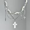 Y2K Gothic Chic Cross Pendant Tassel Choker Necklace Women Alloy Locket Chain Sweet Punk Style