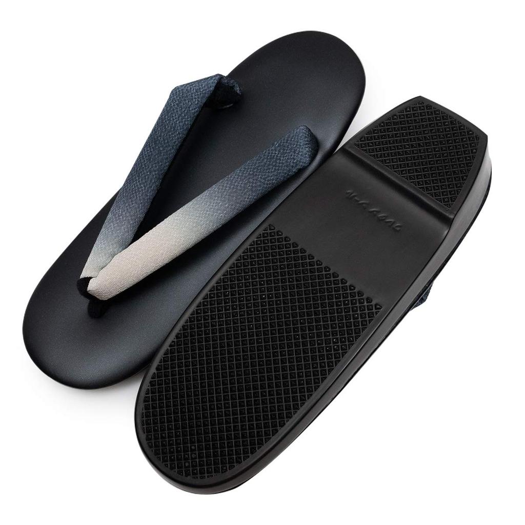 Kyoetsu Zori Sandals with Gradient Straps and Urethane Soles Women's (Size 16, Black)