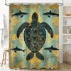 Ocean Life-themed Bath Curtain with 3D Printed Printing Modern Decor for Bathroom Shower
