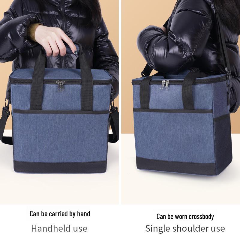 Geantă de picnic multifuncțională izolată cu capacitate mare și pachet de gheață pătrat