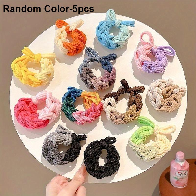 5pcs Korean High Elasticity Color Woven Headband Durable Bow Headband Daily Wear Headband Haar Accessoires