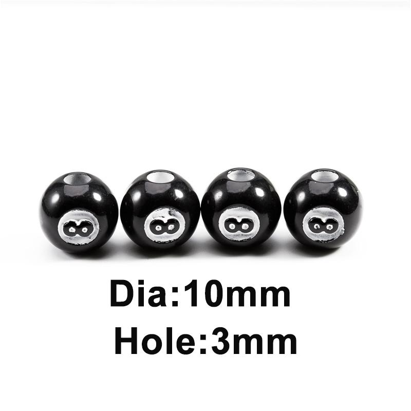 50pcs/lot Black Acrylic Billiards Shape Round Beads Beaded Accessories Spacer Loose Beads For DIY Jewelry Making Findings 10mm чёрный