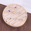 Round Wooden Jewelry Showcase Ring Display Tray Organizer White Leather