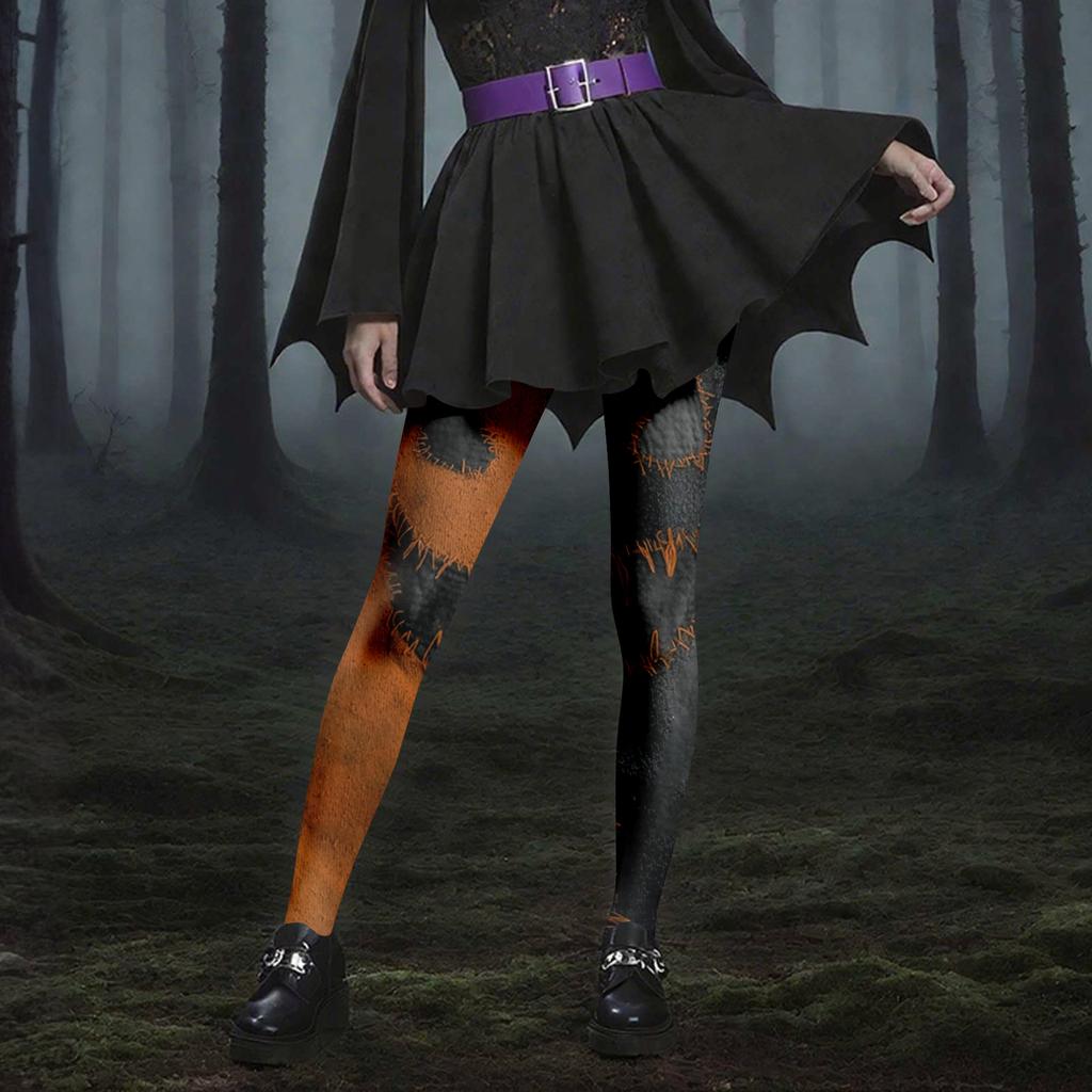 Women's Casual Fashion Outdoor Halloween Printed Slim Elastic Yoga Pants Cropped Pants