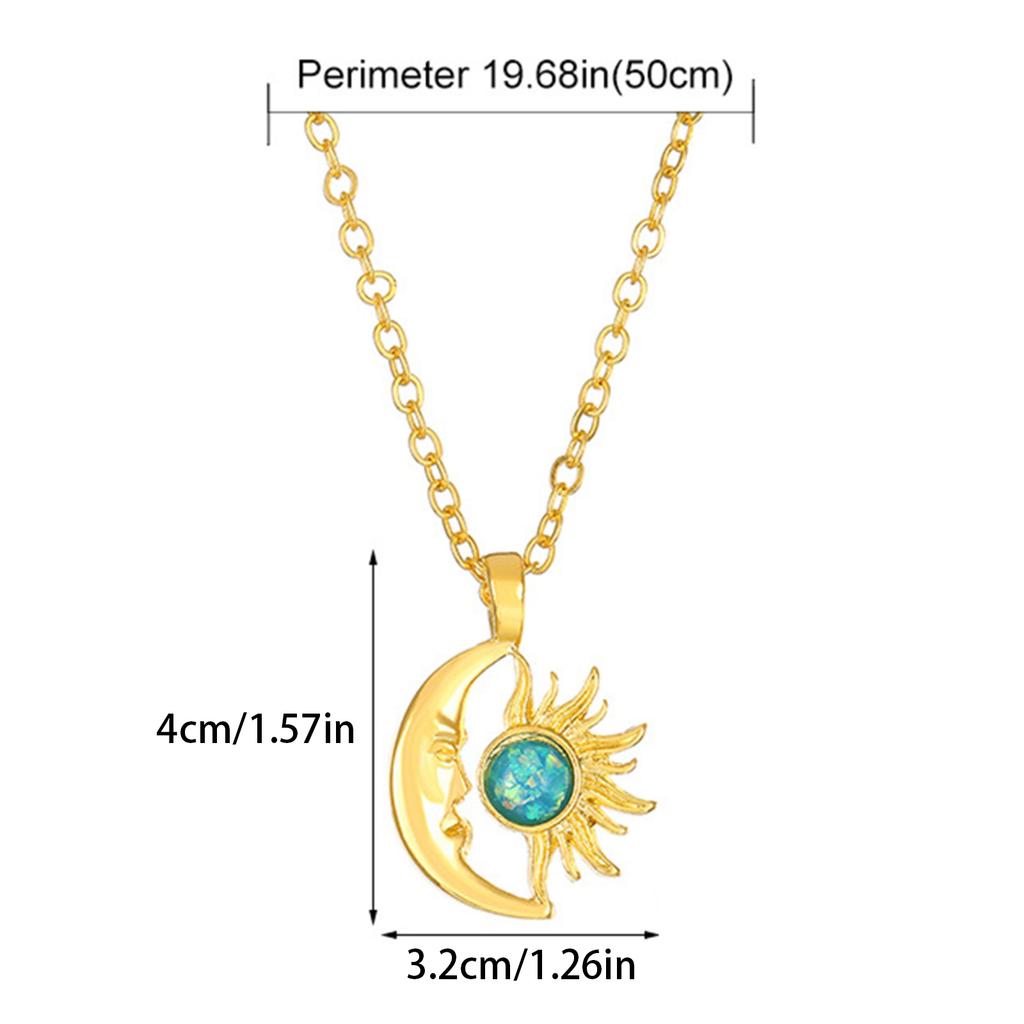 Collier Chic avec Charme Soleil Lune Collier Tendance Soleil Lune Chaînes de Cou Élégantes Argentées/Dorées pour les Personnes à la Mode