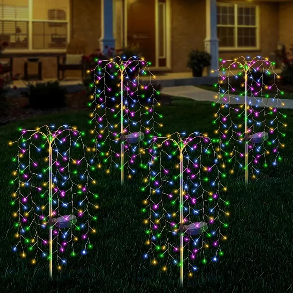 Runtow 1pc 100LED Solar Firecracker Lights, Waterproof Lawn Lamp ,Outdoor Yard Garden Decor,Christmas Wedding Pathway Decor